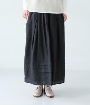 一部別注｜14番手リネンタックスカート(ブラック-F)