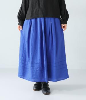 一部別注｜14番手リネンタックスカート(ロイヤルブルー-F)