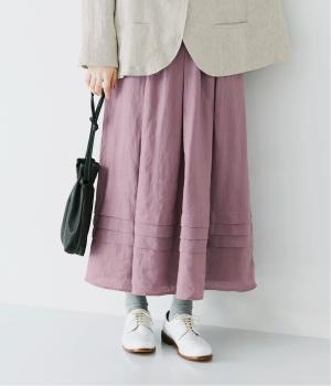 一部別注｜14番手リネンタックスカート(ダスティパープル-F)
