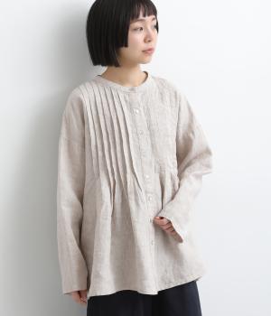 14番手リネン前あきタックブラウス(キナリ-F)