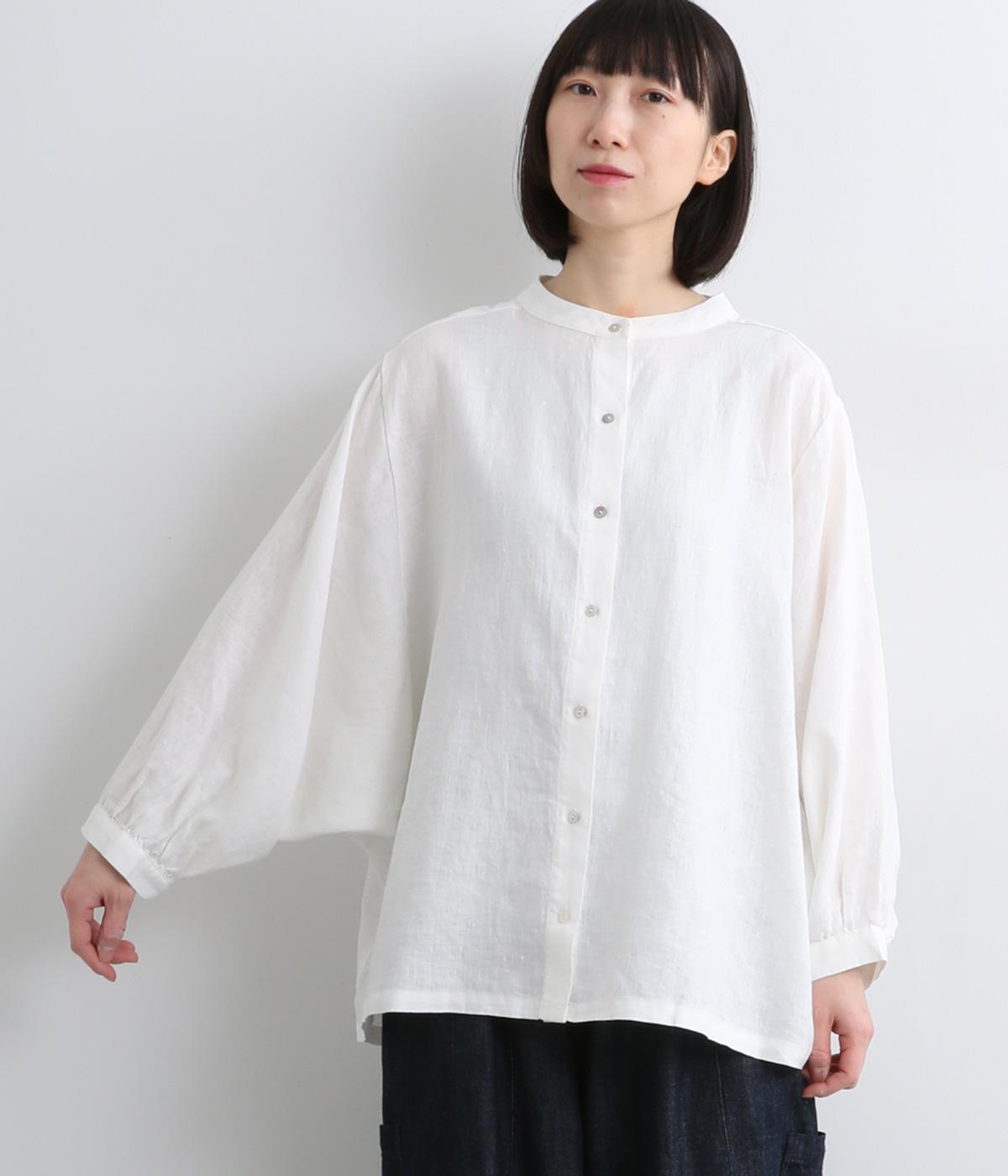 14番手リネンドルマンスリーブギャザーブラウス(オフ-F)