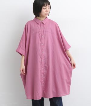 コットンリネンボイルシャツ風チュニック(パープル-F)