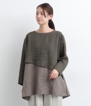 リネンシャンブレー×14番手リネンプルオーバー(チャコール×チャコール-F)