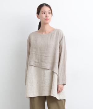 リネンシャンブレー×14番手リネンプルオーバー(キナリ×ベージュ-F)