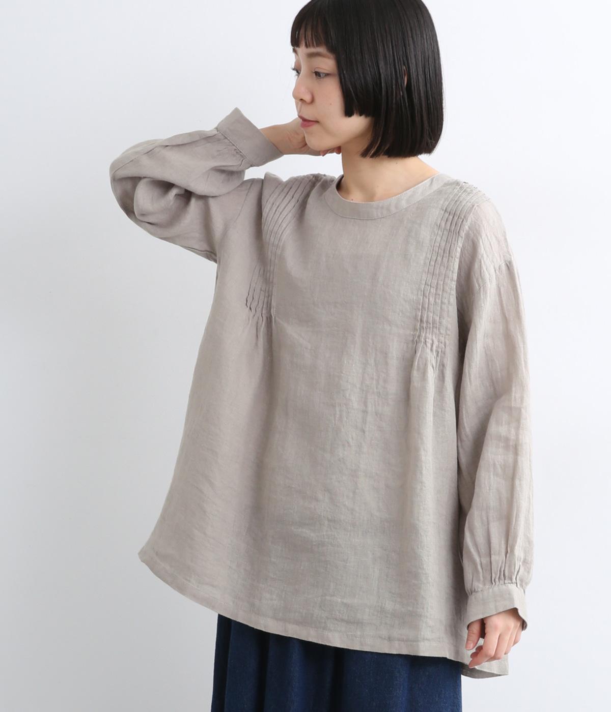 リネンシャンブレー2wayブラウス(ベージュ-F)