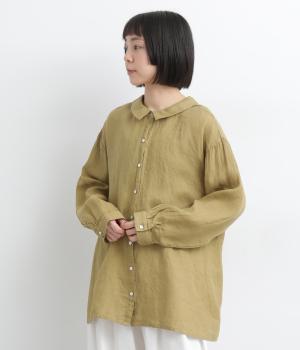 リネンシャンブレー2way襟付きブラウス(マスタード-F)