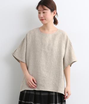 9番手リネン袖口スリットプルオーバー