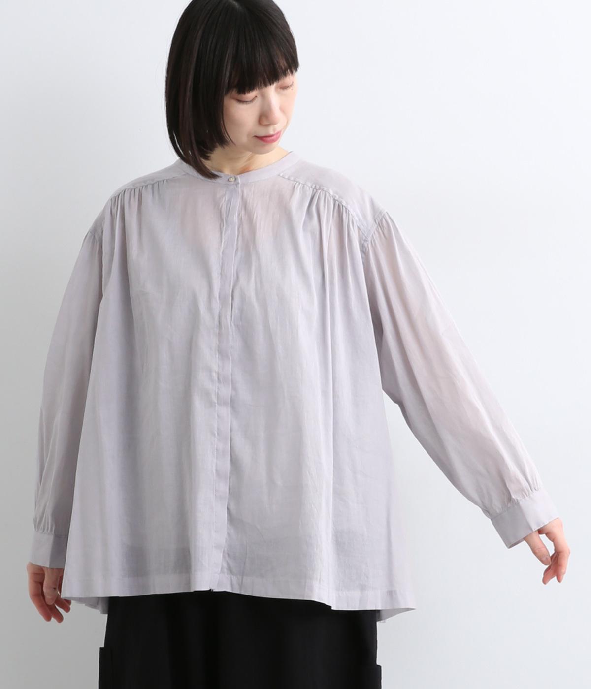 ラミーコットンギャザーブラウス(ライトグレー-F)