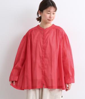 ラミーコットンギャザーブラウス(レッド-F)