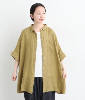 リネンシャンブレー切り替えポケットシャツ