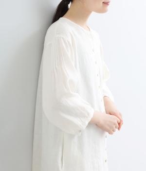 ヨーロピアンリネン　7分袖前あきチュニック(オフ-F)