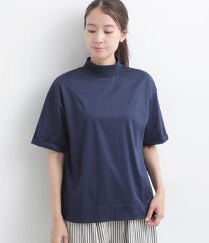 汗対策コットンハイネックTシャツ(ネイビー-LLL)