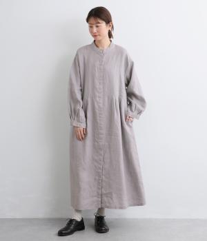 14番手リネンウエストタック切り替えワンピース
