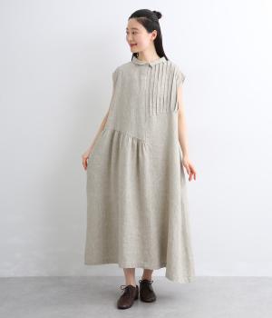 9番手リネンアシンメトリー切り替えワンピース