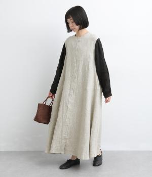 9番手リネン配色切り替えジャンパースカート