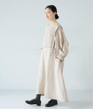 14番手リネン重ね風ピンタックワンピース(キナリ-F)