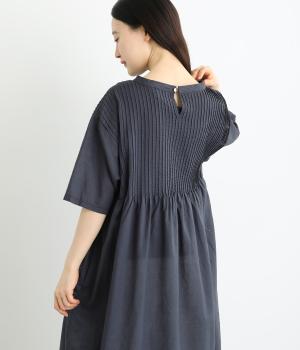 コットンリネンボイルピンタックワンピース(ネイビー-F)