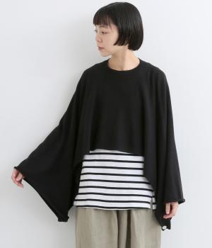 コットンカシミヤニットポンチョ（ブラック・F）