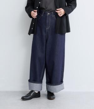 デニムワイドパンツ(インディゴ-M)