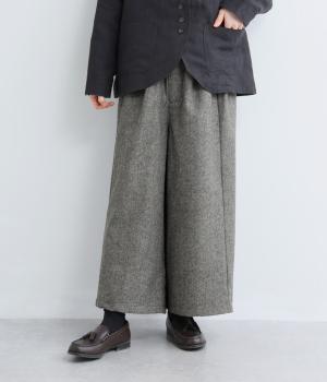 ウールツイードワイドパンツ(チャコール-F)