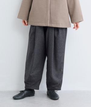 ウールツイードウエストタックパンツ(ブラックネイビー-F)