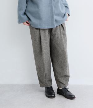 ウールツイードウエストタックパンツ(チャコール-F)