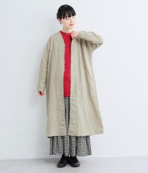 9番手リネン多ボタン羽織(グレージュ-F)