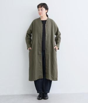 9番手リネン多ボタン羽織(チャコール-F)