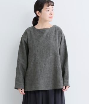 コットンリネンダブルガーゼ2wayブラウス(グレー-F)