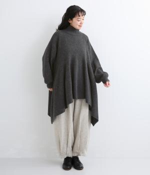 ポリコットンニットロングプルオーバー（チャコール・F）