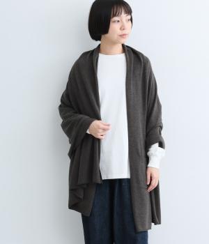 コットンカシミヤニット羽織（チャコール・F）