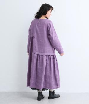 ヨーロピアンリネンアシンメトリーワンピース(アッシュパープル-F)