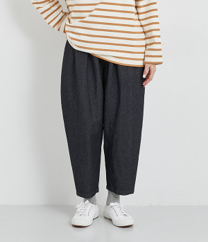 コットンリネンデニムパンツ(ブルー-ONESIZE)