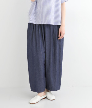 コットン4.5オンスデニムタックワイドパンツ(ブルー-ONESIZE)