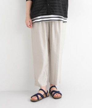 リネンレーヨンストレッチテーパードパンツ(アイボリー-ONESIZE)