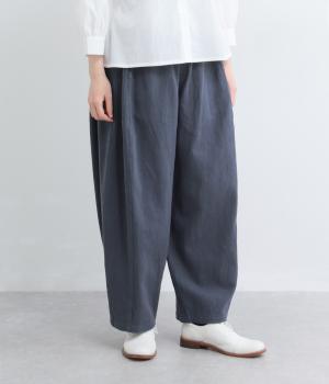 リネンコットン　カツラギワッシャーパンツ(ネイビー-F)