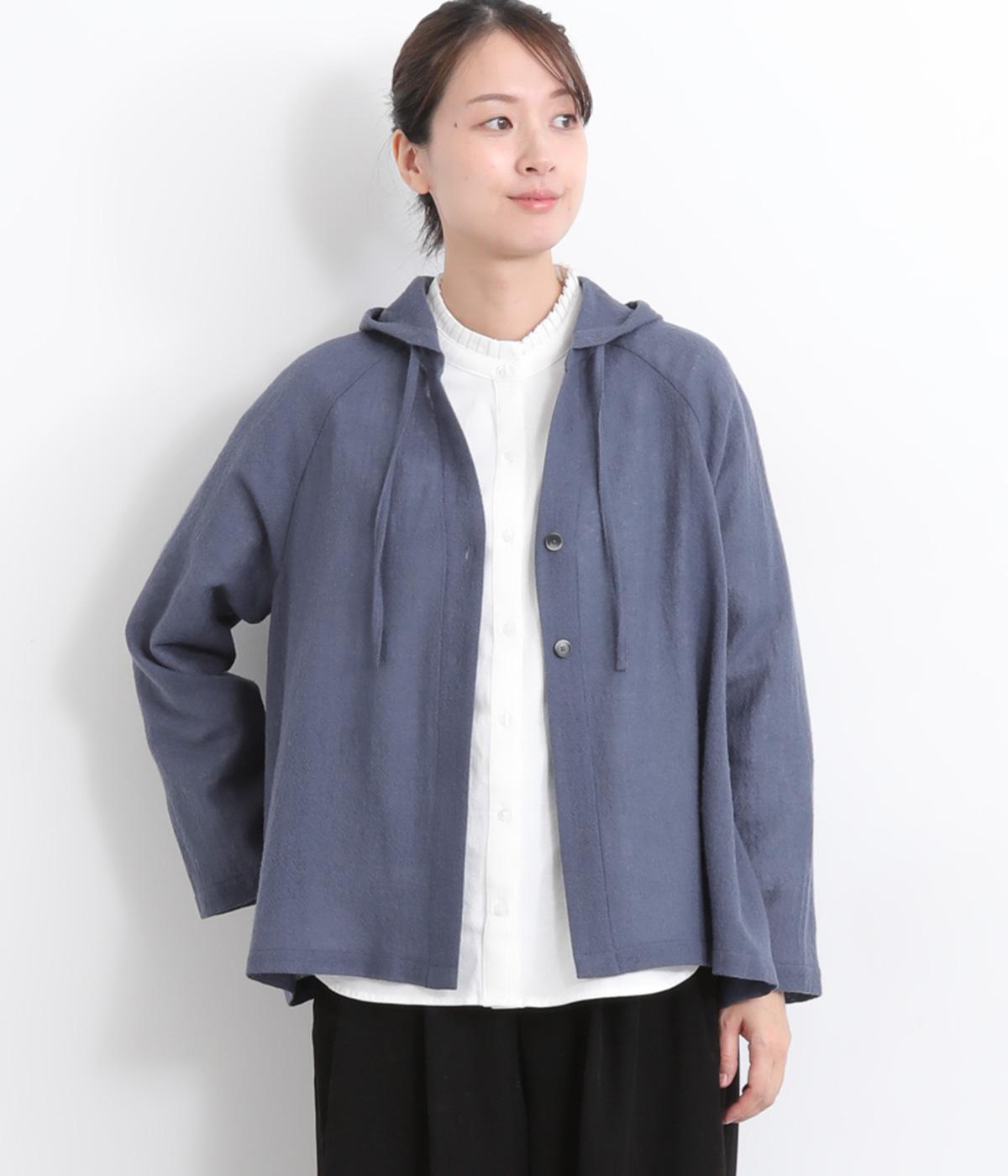 ウールガーゼフーディージャケット(ダークサックス-F)