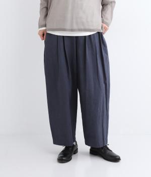コットンリネンダンプテーパードパンツ(ネイビー-F)