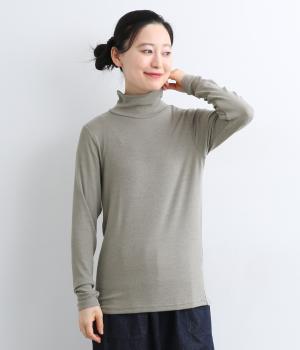ウールレーヨンリブベアテレコニットタートルネック(グレー-F)