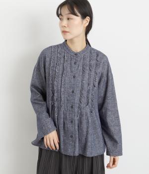 起毛綾コットンフリルブラウス