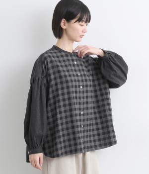 コットンシャギーチェックブラウス