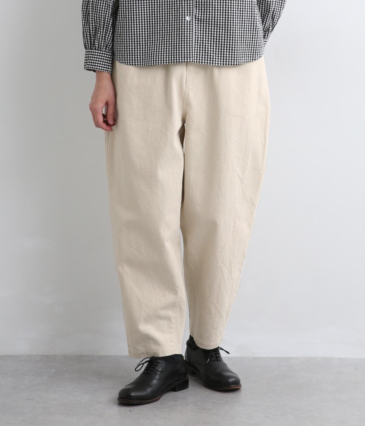 コットンリネンデニム　テーパードパンツ(キナリ-F)