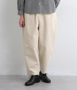 コットンリネンデニム　テーパードパンツ(キナリ-F)