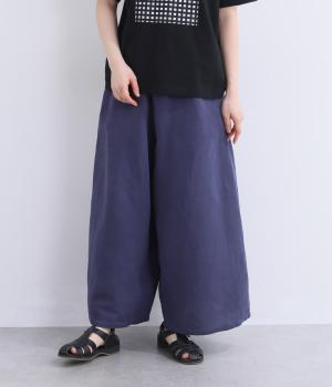 リネンコットンツイル天日干しワッシャーワイドパンツ