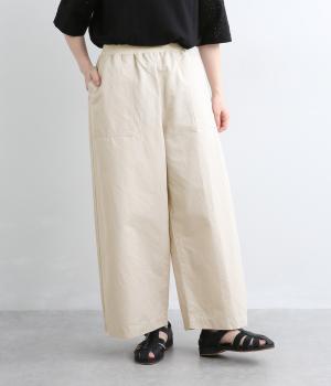 コットンリネンカルゼ　クロップドパンツ(サンドベージュ-F)