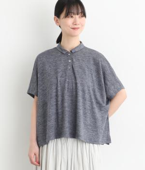 リネン天竺　ポロシャツ(ネイビー-F)