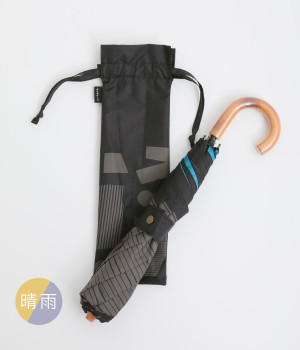 木曲がり手元パラブレラ　晴雨兼用　vibes　折りたたみ傘　50cm(ブラック-ONESIZE)