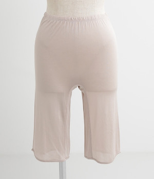 正絹シルク100% ニットシリーズ　5分丈ボトム(モカ-M)