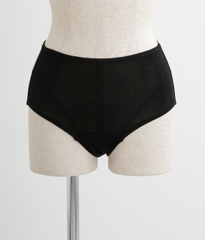 ストレッチシルク シンプルショーツ(ブラック-L)