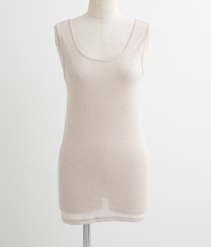 肌側シルク100% エアリータンクトップ (内絹外綿)(モカ-L)